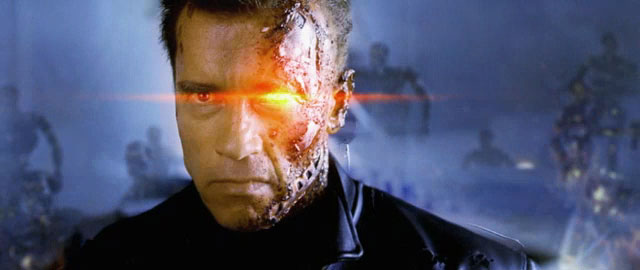 Arnold Schwarzenegger, portraying the Endoskeleton in all the ...
